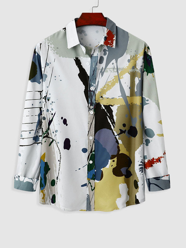 Men's Casual Long Sleeve  Print Shirt 