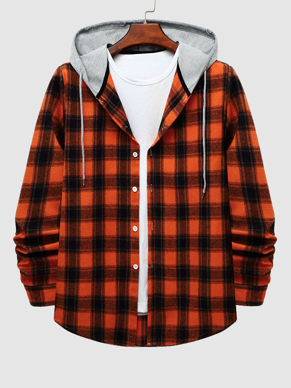 Men's Classic Thin Plaid Hooded Jacket