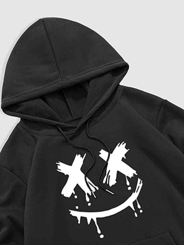 Men's Demon Smiley Face Print Hoodie