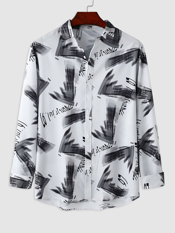 Men's Casual Long Sleeve  Print Shirt