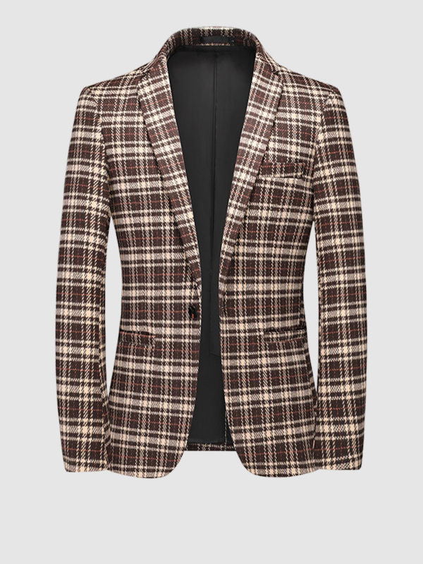 Men's Plaid Casual Wool Blazer