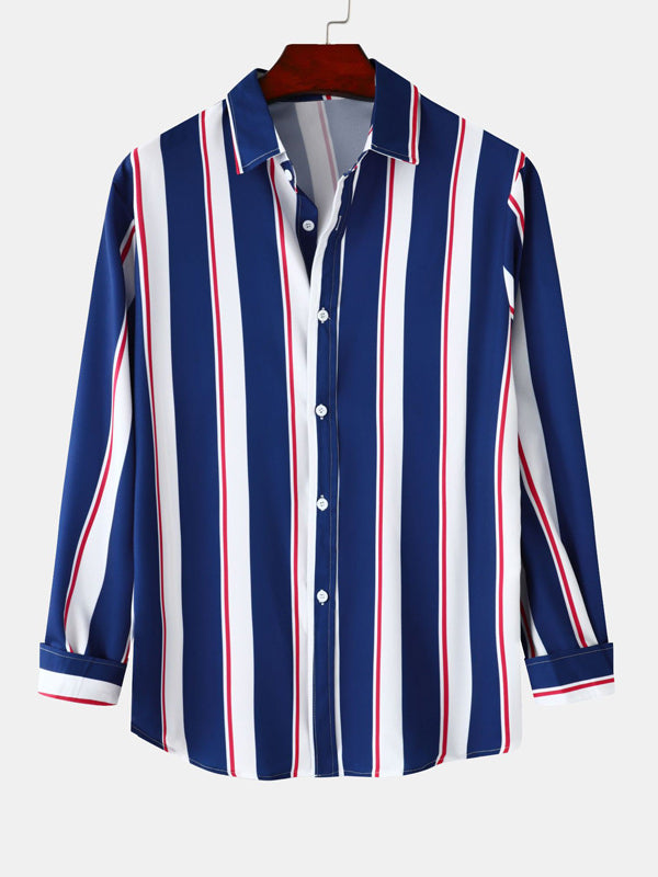 Men's Colorful Striped Long Sleeve Casual Shirt