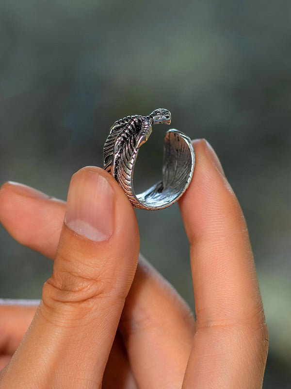 Retro simple feather style ring