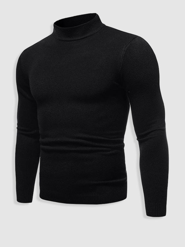 Men's Basic Solid Turtleneck Sweater black