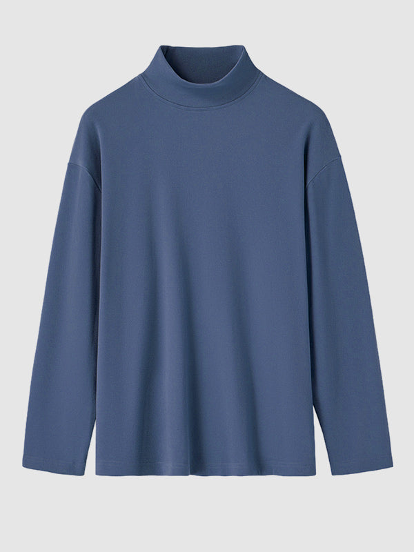 Men's Solid Color Cashmere Half Turtleneck Thermal Long Sleeve T-Shirt