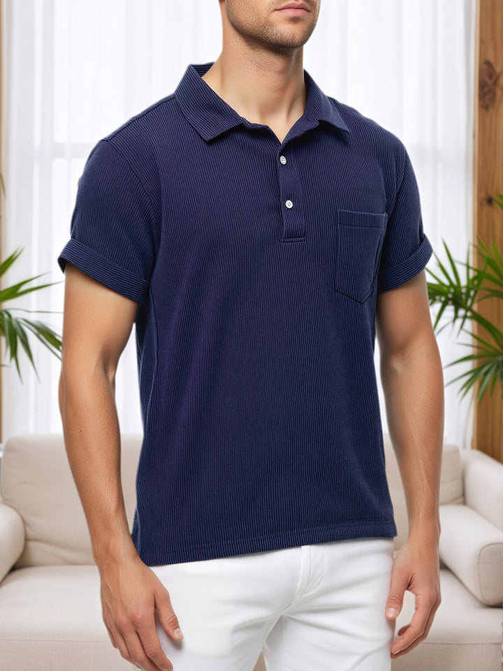 MENS HALF BUTTON CORDUROY LONG SLEEVES SHIRT