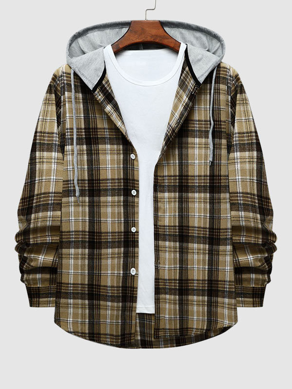 Men's Classic Plaid Hooded Thin Jacket