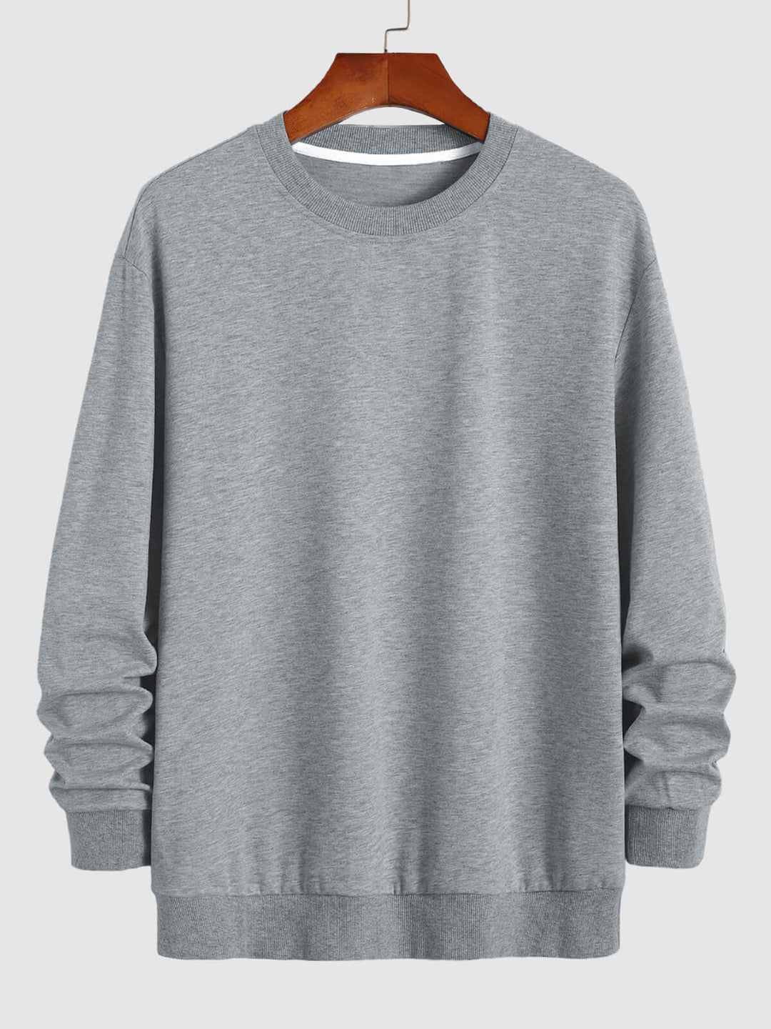 Men's solid color basic round neck casual sweatshirt