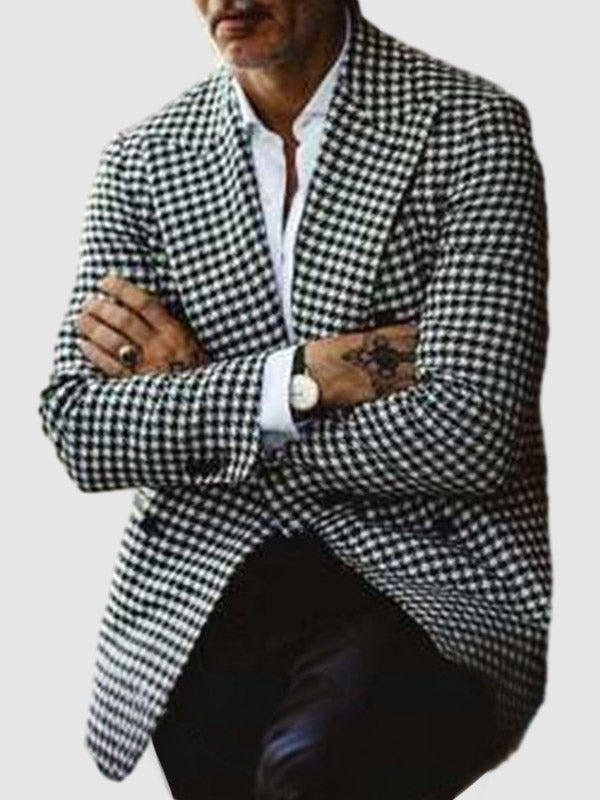 Men's Houndstooth Versatile Casual Button Blazer