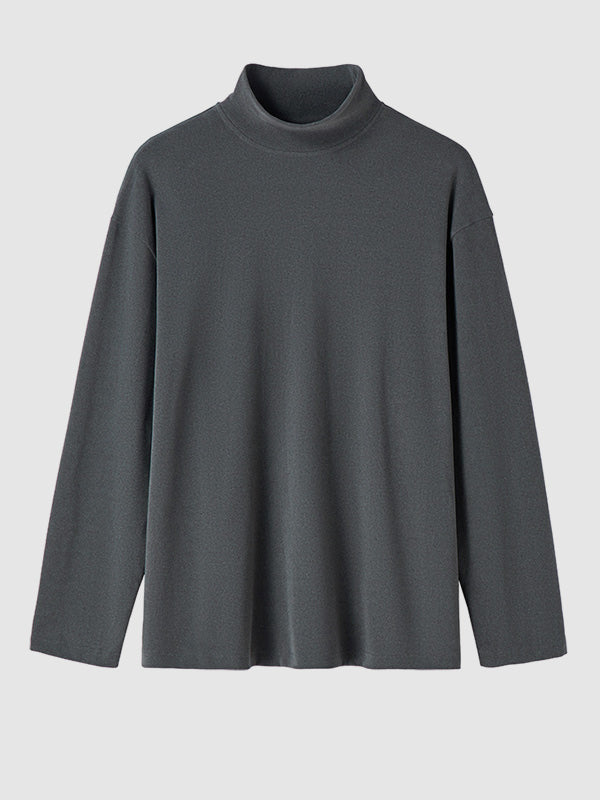 Men's Solid Color Cashmere Half Turtleneck Thermal Long Sleeve T-Shirt