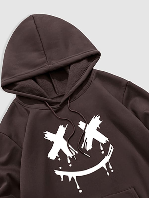 Men's Demon Smiley Face Print Hoodie