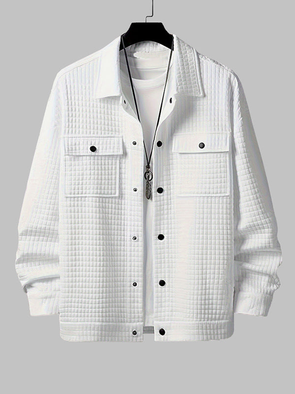 Men's waffle texture shirt jacket