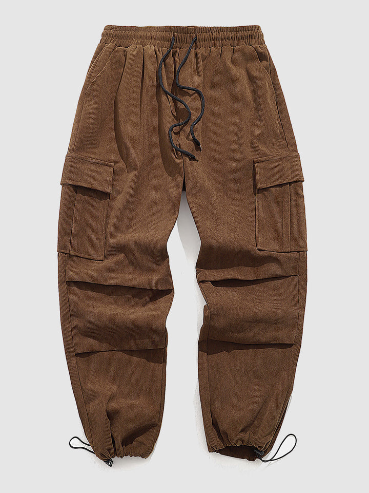 Men's Vintage Corduroy  Pocket Elastic Waist Cargo Pants