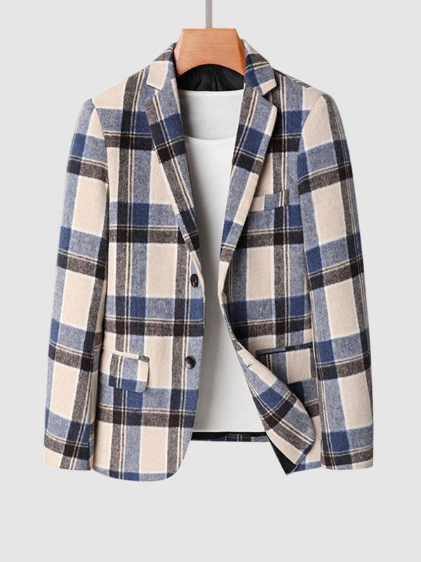 Plaid Wool Blend Blazer