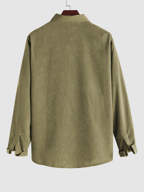 Men's Solid Color Textured Corduroy Shirt