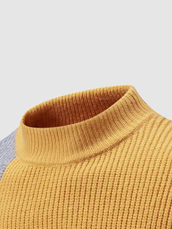 Men's Colorblock Round Neck Knitted Sweater