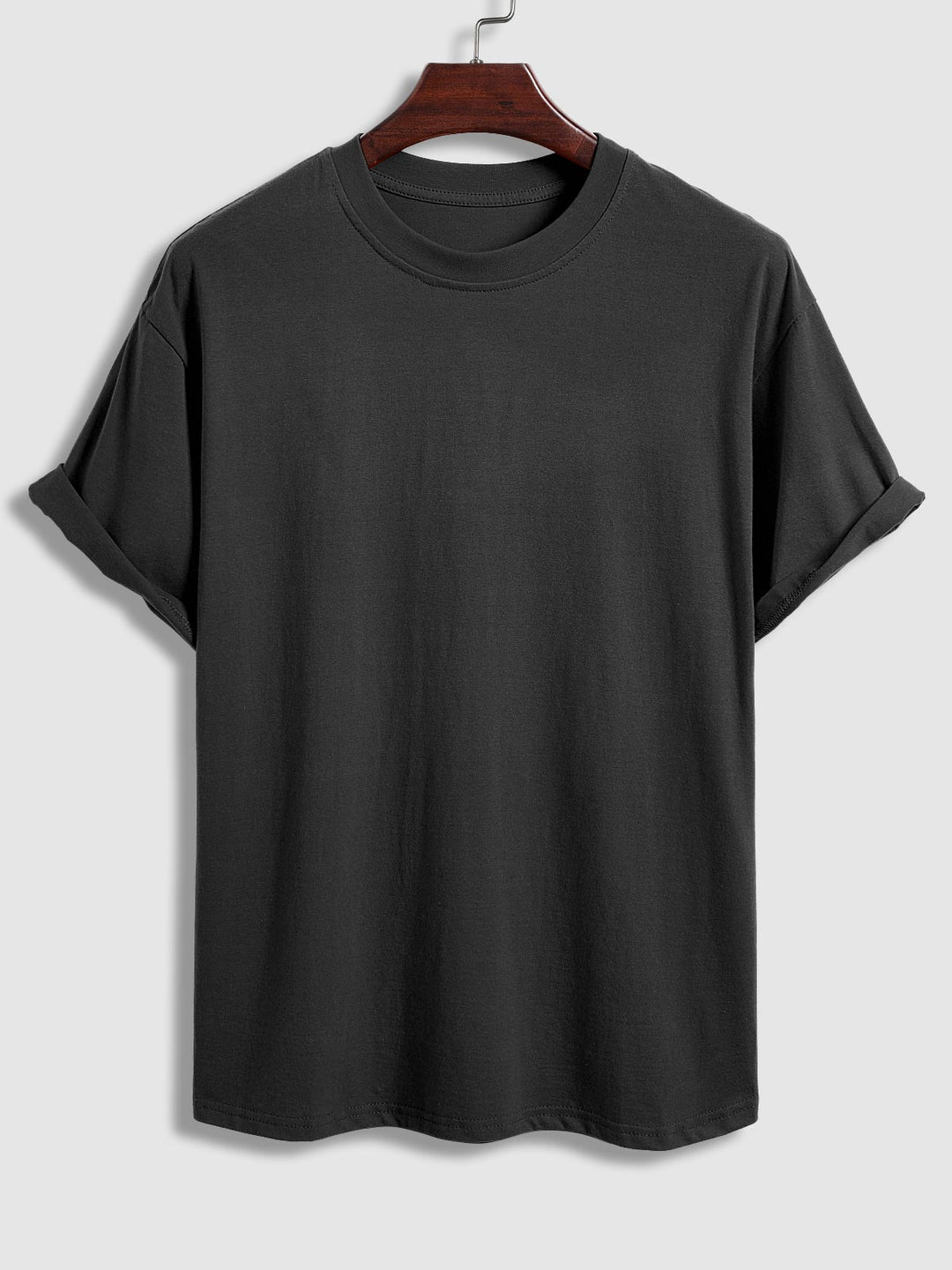 Men's solid color cotton basic round neck short-sleeved T-shirt