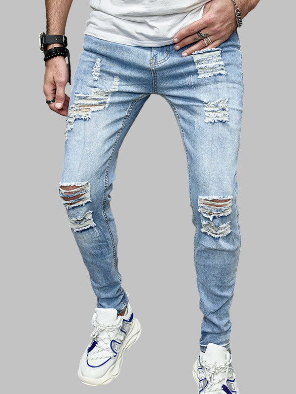 Men's Casual Destroyed Frayed Jeans