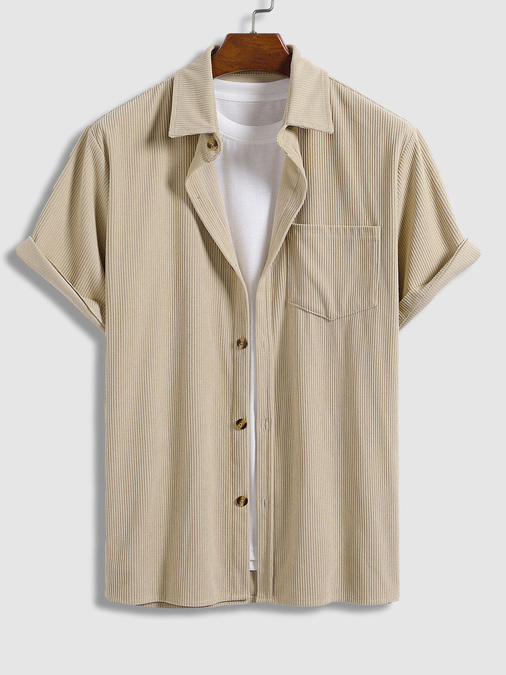 Men's Vintage Corduroy Casual Short Sleeve Shirt