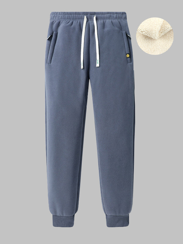 Men's Fleece-lined Thermal Drawstring Pocket Casual Pants