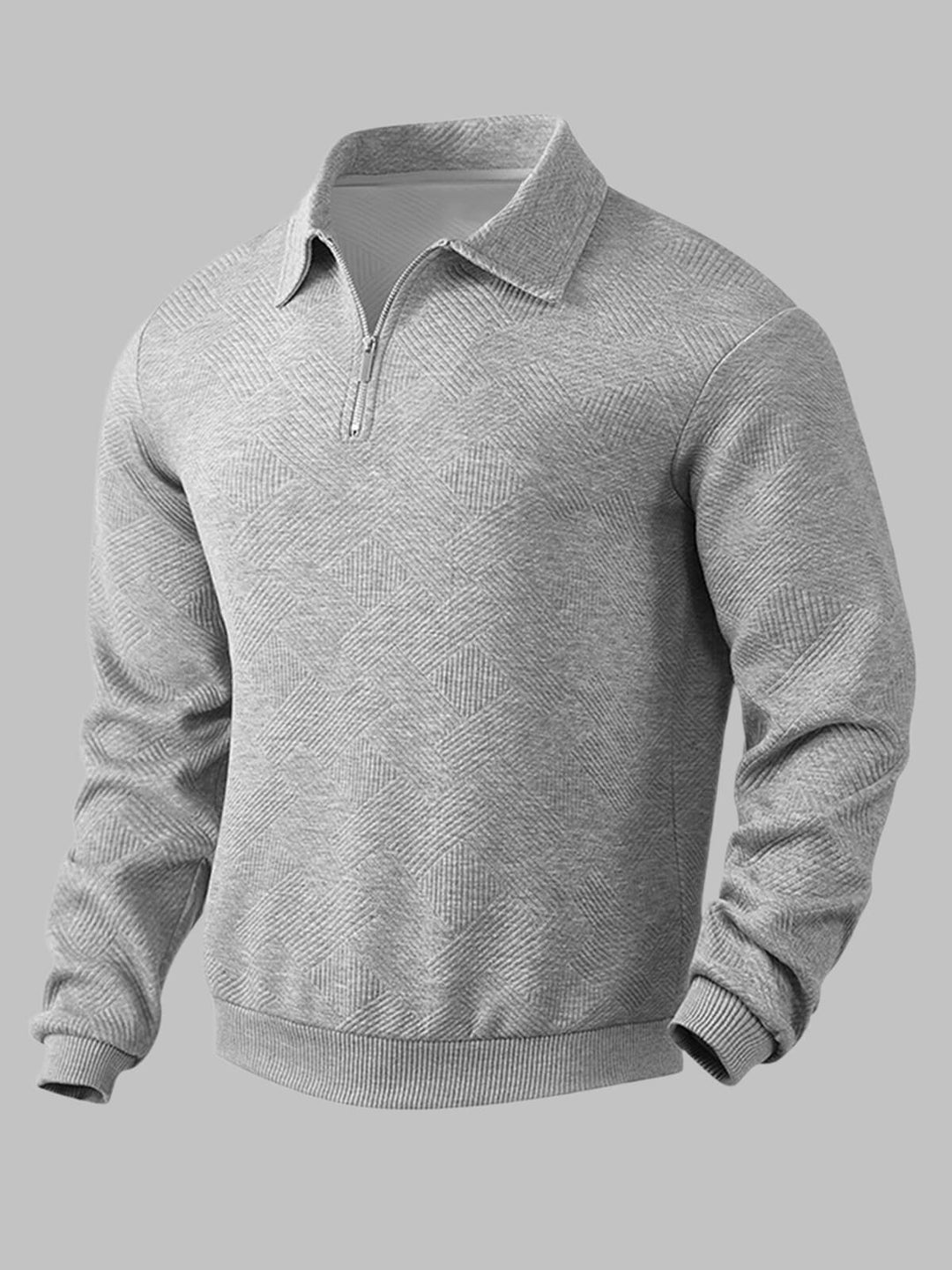 Men's Vintage Jacquard Half Zip Lapel Long Sleeve Sweatshirt