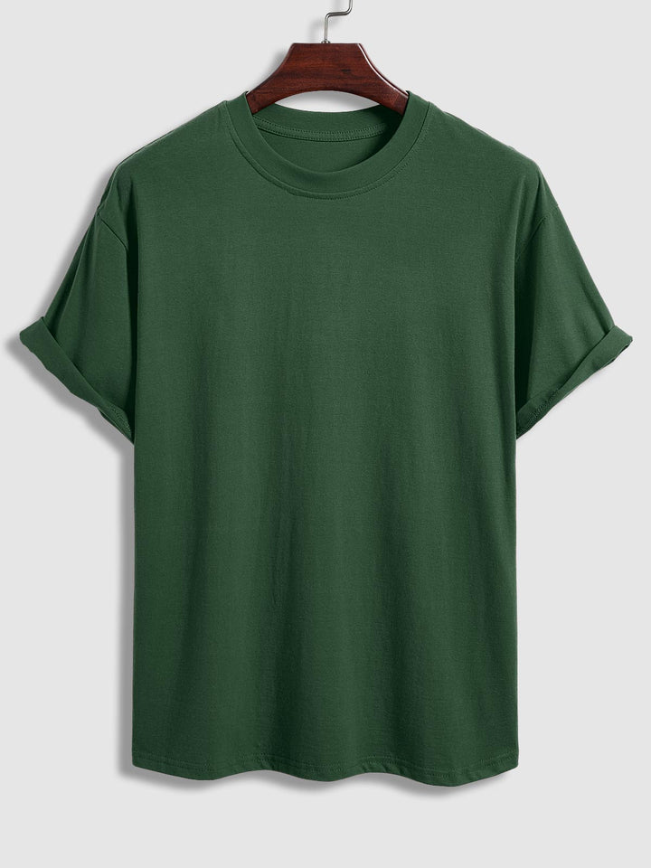 Men's solid color cotton basic round neck short-sleeved T-shirt