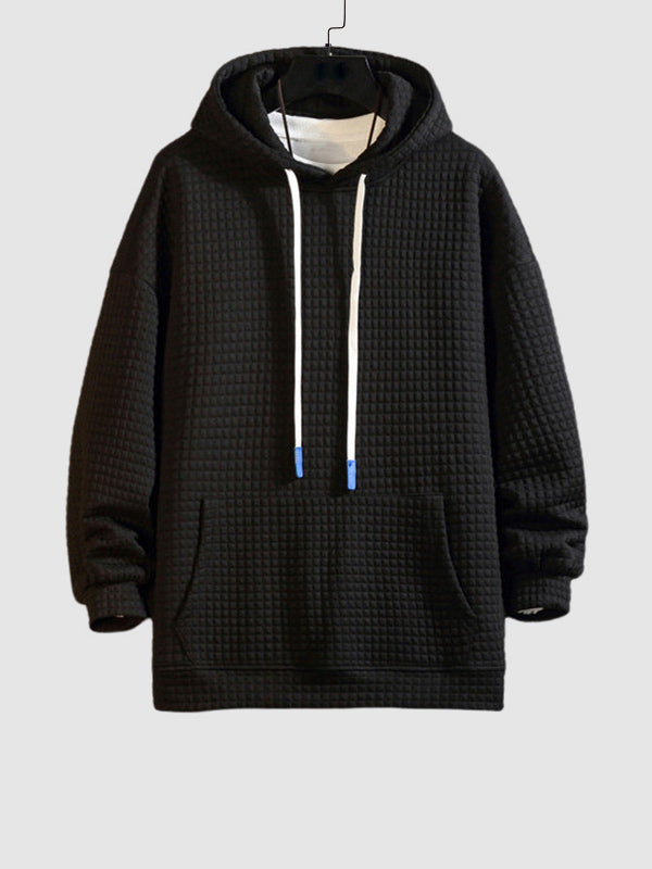 Men's Textured Loose Casual  Jacquard Hoodie