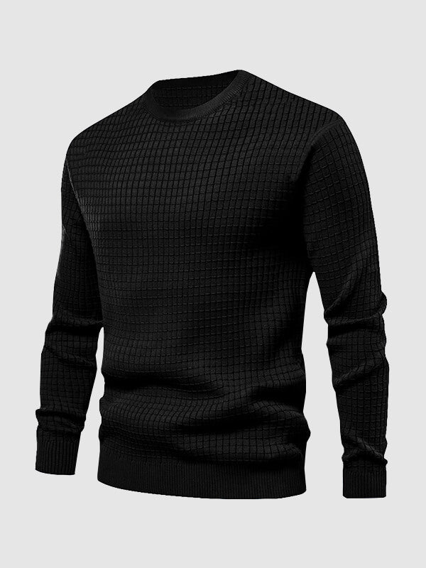 Men's waffle texture solid color casual sweatshirt