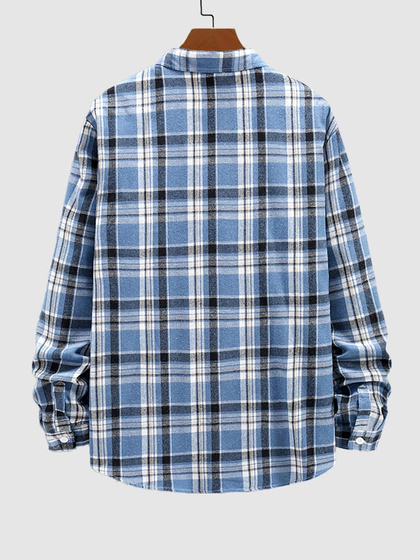 Men's Wool Blend Classic Plaid Casual Long Sleeve Shirt