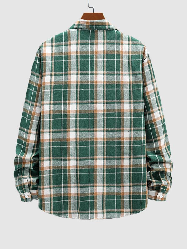 Men's Wool Blend Plaid Casual Long Sleeve Shirt