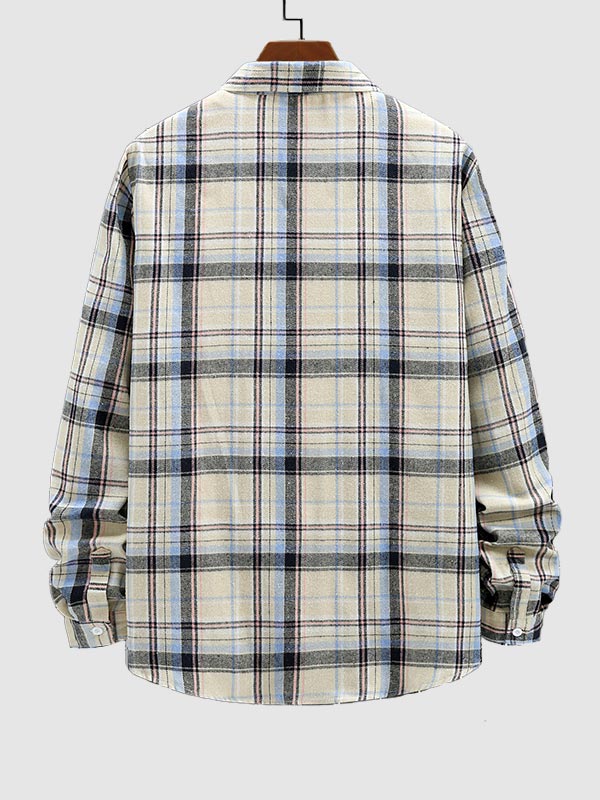 Men's plaid wool blend long sleeve shirt