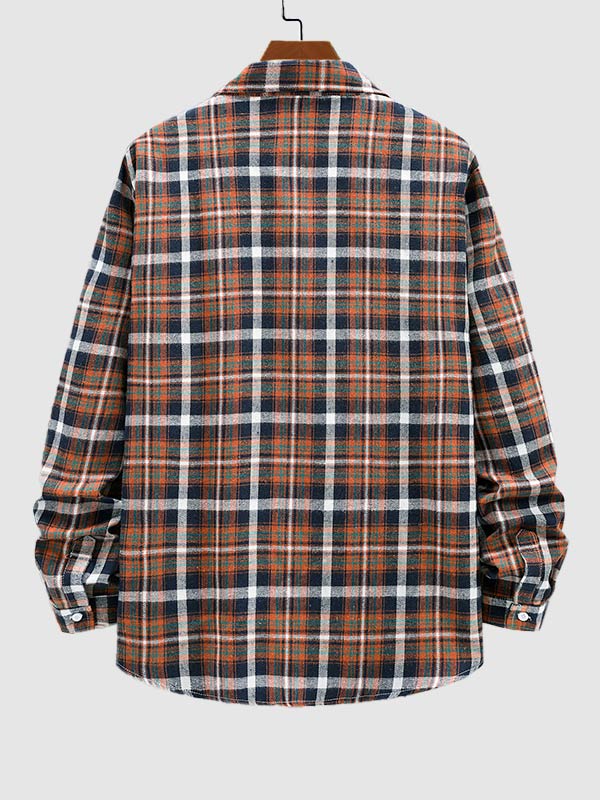 Men's Casual Plaid Wool Blend Versatile Long Sleeve Shirt