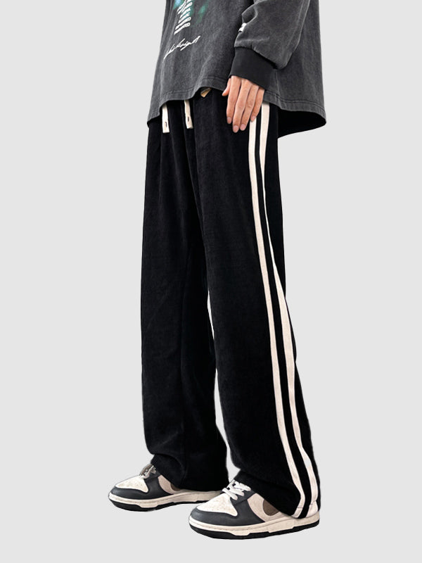 Men's corduroy striped drawstring casual pants