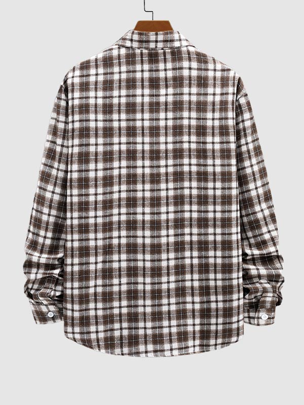 Men's casual plaid long-sleeved Blend Wool shirt