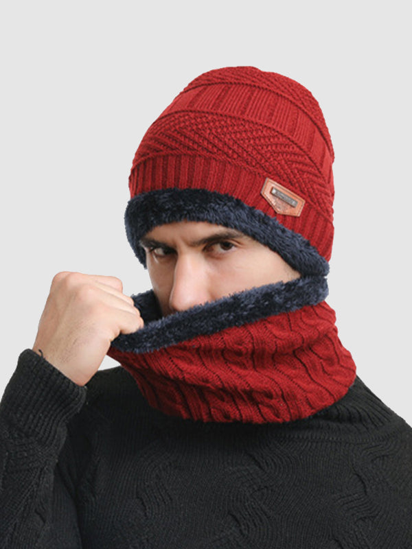 Men's Knitted  Matching Integrated Hat