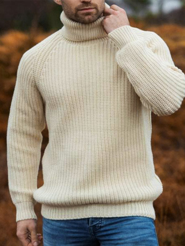 Men's loose long sleeve pullover turtleneck sweater