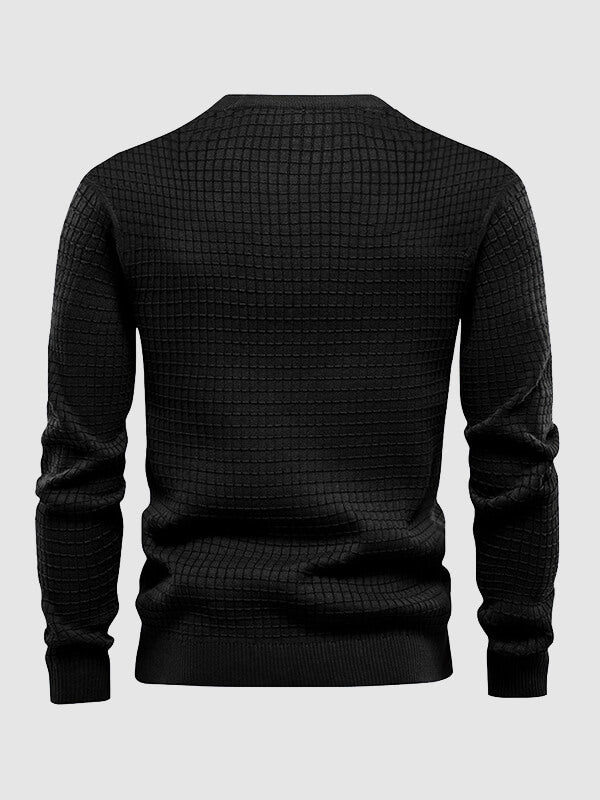 Men's waffle texture solid color casual sweatshirt