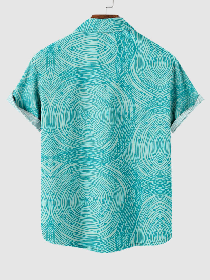 Men's  3D geometric print beach casual short-sleeved shirt