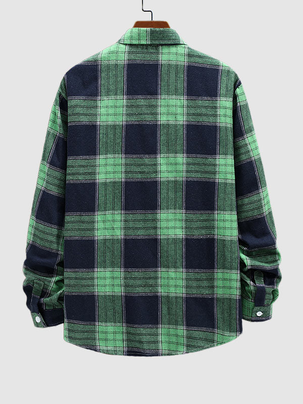 Men's classic plaid wool blend casual long sleeve shirt