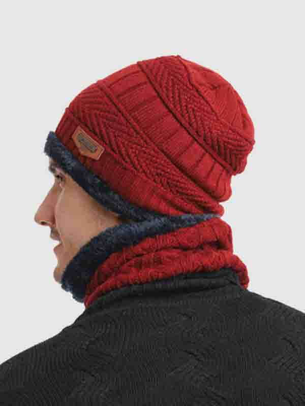 Men's Knitted  Matching Integrated Hat