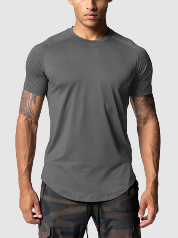 Men's Mesh Breathable Quick-Dry Elastic Solid Color Casual T-shirt