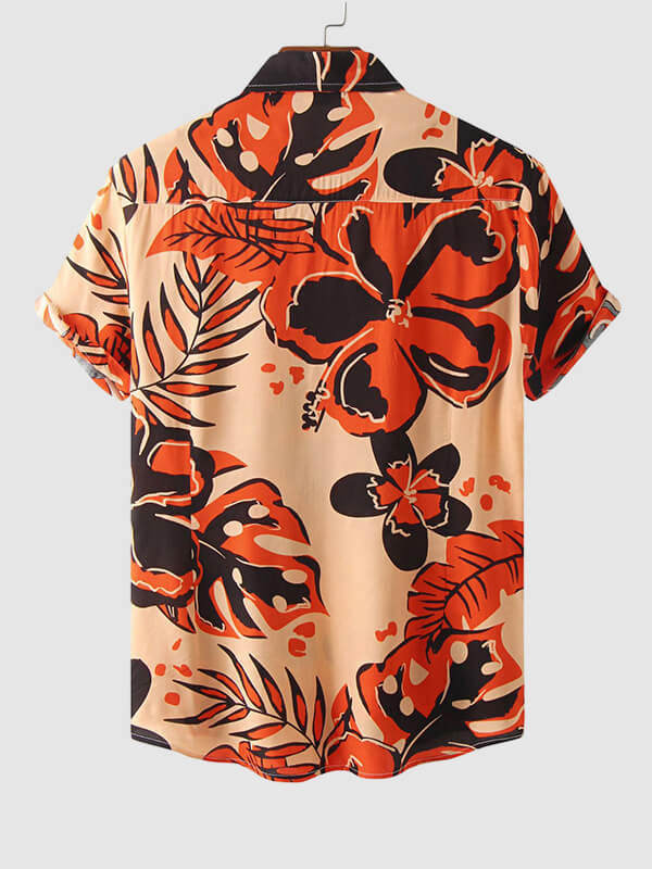 Men's Hawaiian Print Beach Casual Short Sleeve Shirt