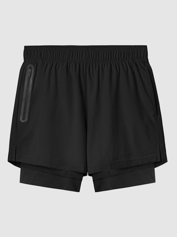 Men's fake two-piece multi-pocket quick-drying sports shorts