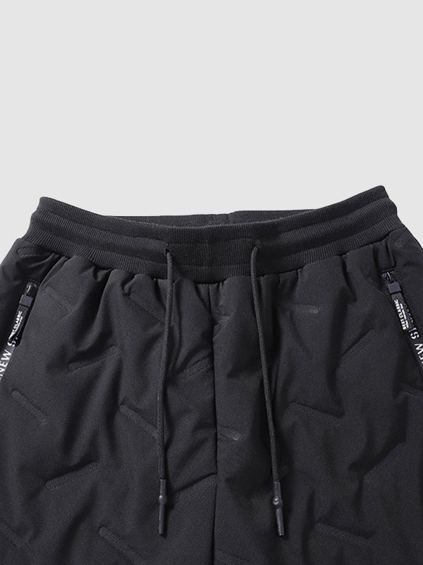 Men's Fleece-lined elastic waist drawstring leg casual pants