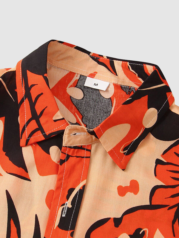 Men's Hawaiian Print Beach Casual Short Sleeve Shirt