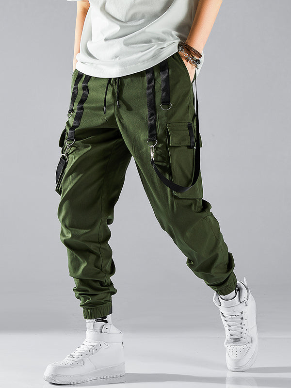 Men's Strap Design Multi-Pocket Cargo Pants