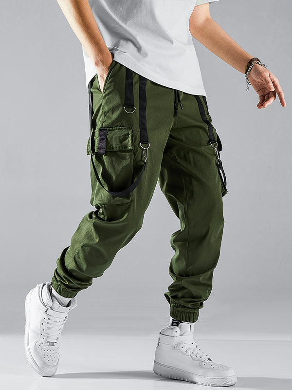 Men's Strap Design Multi-Pocket Cargo Pants