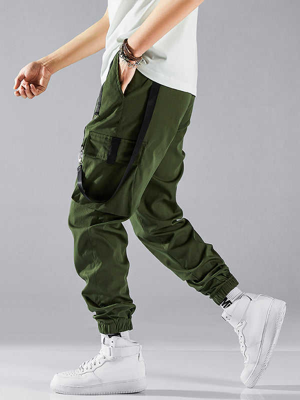 Men's Strap Design Multi-Pocket Cargo Pants