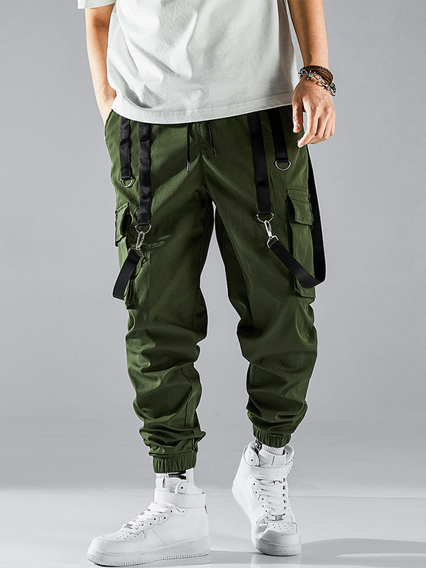 Men's Strap Design Multi-Pocket Cargo Pants