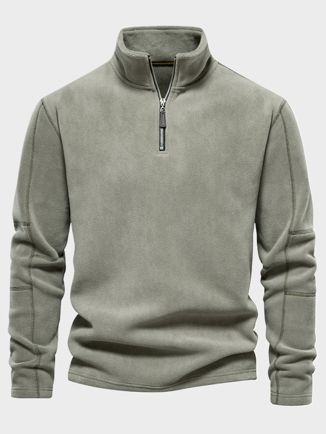 Men's Fleece Stand Collar Half-Zip Long Sleeve Sweatshirt